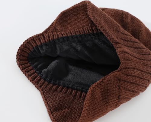 Home Prefer Mens Winter Hat Knit Earflap Hat Stocking Caps with Ears Beanie Hat - color: Walnut