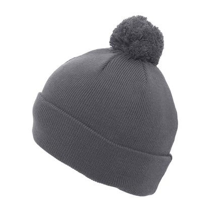 Pacific Headwear Unisex Adult Pacific Headwear Knit Fold Over Pom-pom Beanie - color: Graphite, size: One Size