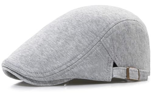 Men's Cotton Newsboy Hats Flat Ivy Gatsby Cap Irish Cabbie Ivy Driving Hunting Hat - color: Light Gray