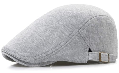 Men's Cotton Newsboy Hats Flat Ivy Gatsby Cap Irish Cabbie Ivy Driving Hunting Hat - color: Light Gray