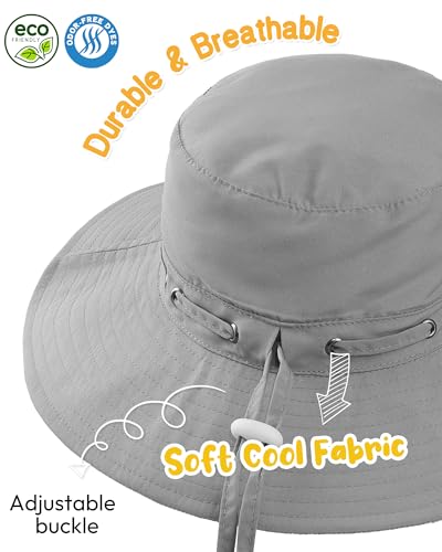 HONGTEYA Baby Toddler Sun Hat, Summer Mesh Bucket Beach Hat for Boys Girls - color: Grey+navy Blue, size: 6-24 Months