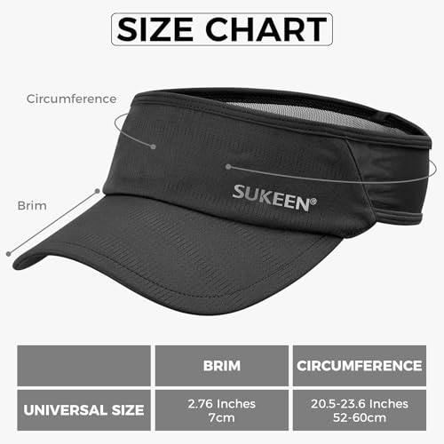 Sukeen 2 Pack Sports Sun Visor Women Men Lightweight Packable Stretchy Visor Hat for Golf, Tennis, Running