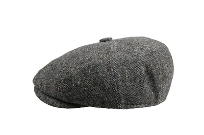 8 Panel Wool Blend Newsboy Cap – Classic Tweed & Herringbone Baker Boy Hat for Men & Women - color: Gray Tweed, size: XX-Large