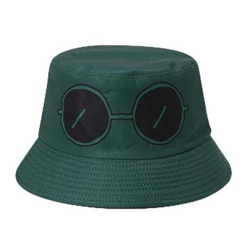 Unisex Print Double-Side-Wear Reversible Bucket Hat - color: Sunglasses Green