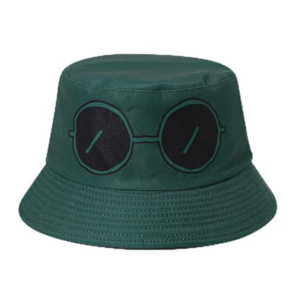 Unisex Print Double-Side-Wear Reversible Bucket Hat - color: Sunglasses Green