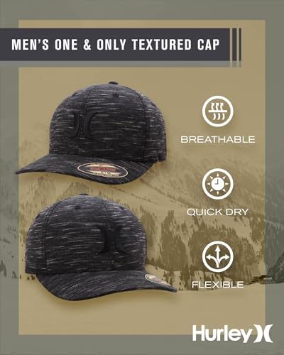 Hurley Mens Baseball Cap Moisture-Wicking Textured Fitted Baseball Hat