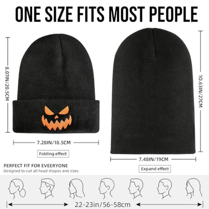 American Flag Beanie, USA Embroidered Winter Hat for Women Men - color: Halloween-3
