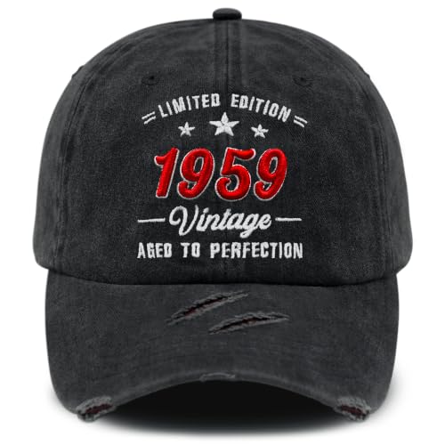 3D Embroidered Birthday Vintage Baseball Cap for Men Women, Washed Distressed Classic Cotton Adjustable Ideal Hat - color: 1959 Year