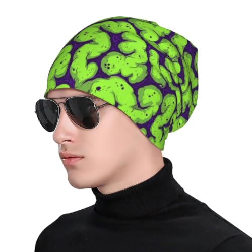 Beanie Hat for Men Women Slouchy Beanie Skull Sleep Cap Soft Lightweight Chemo Hat Stretch Cancer Headwear - color: Zombie Brain