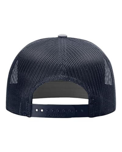 Seven-Panel Trucker Richardson Leather Patch Cap - color: Navy, size: One Size
