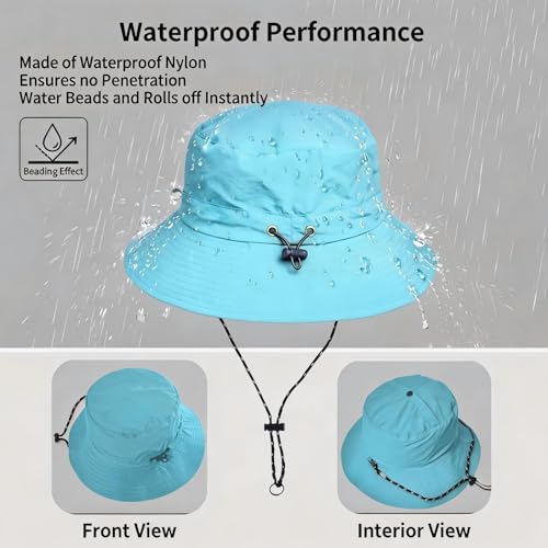 Honnesserry Bucket Hats for Woman Men Outdoor UV Sun Protection Hat Nylon - color: Blue