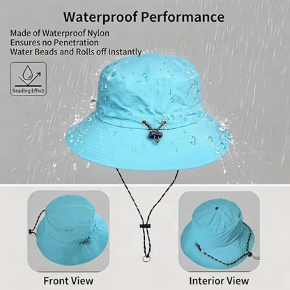 Honnesserry Bucket Hats for Woman Men Outdoor UV Sun Protection Hat Nylon - color: Blue
