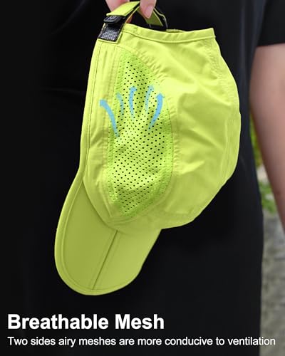 GADIEMKENSD Mens Folding Outdoor Hat Long Brim UPF 50+ Sun Protection - color: Folding Fluorescent Green