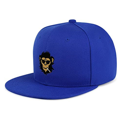 Smoking Monkey Hip-Hop Snapback Hat Embroidered Baseball Cap Wild Animal Funny - color: 07. Blue