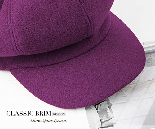 Sumolux Women Beret Newsboy Hat French Cap Classic Winter - color: Purple