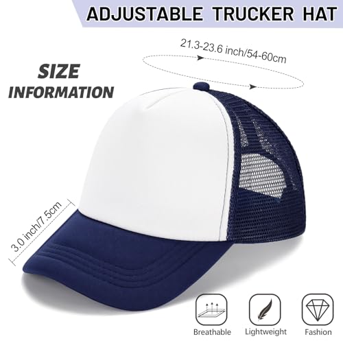 Ultrafun 10 Pack Trucker Hat Mesh Sublimation Blank Hats Adjustable Baseball Caps Hats for Men Women - color: Navy White