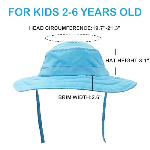 Connectyle Kids Sun Hat for Boys Girls Wide Brim Bucket Hat UPF 50+ Sun Protection Hat Breathable Summer Beach Hat - color: Aqua Blue