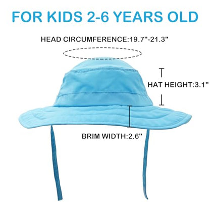 Connectyle Kids Sun Hat for Boys Girls Wide Brim Bucket Hat UPF 50+ Sun Protection Hat Breathable Summer Beach Hat - color: Aqua Blue