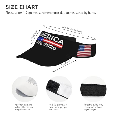 United States 250th Anniversary Hat USA Est 1776 America Patriotic Visor Cap Adjustable Sun Hat for Women Men Sports Beach - color: Black6