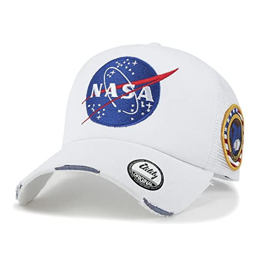 ililily NASA Meatball Logo Embroidery Baseball Cap Apollo 1 Patch Trucker Hat - color: White - Premium, size: Large