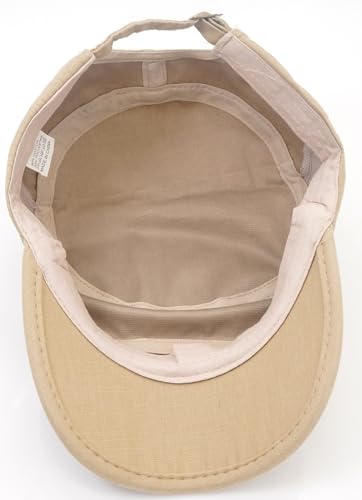 Men Flat Top Hat Cadet Army Cap Twill Cotton Baseball Military Cap - color: F - Beige