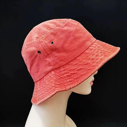 Premium Cotton Bucket Hats,Packable Hats for Men Women,Summer Bucket Hat,Fishing Sun Hats - color: Orange