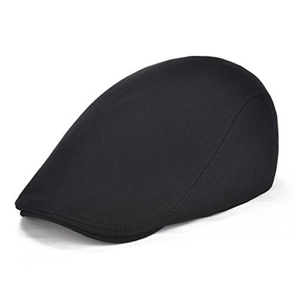 FEINION Men Cotton Newsboy Cap Soft Fit Cabbie Hat - color: Black/Green