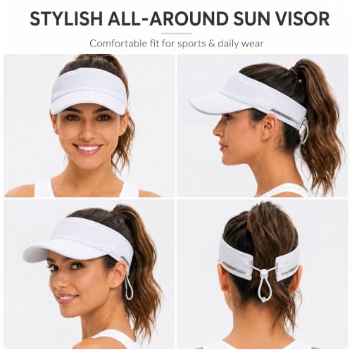 Sun Visor Caps Foldable Brim Adjustable Visor Hats for Women Men - color: 2# White