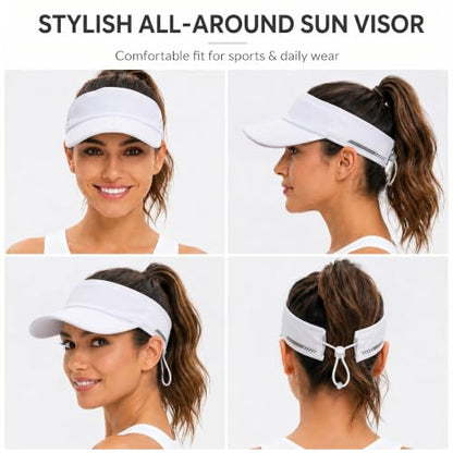 Sun Visor Caps Foldable Brim Adjustable Visor Hats for Women Men - color: 2# White
