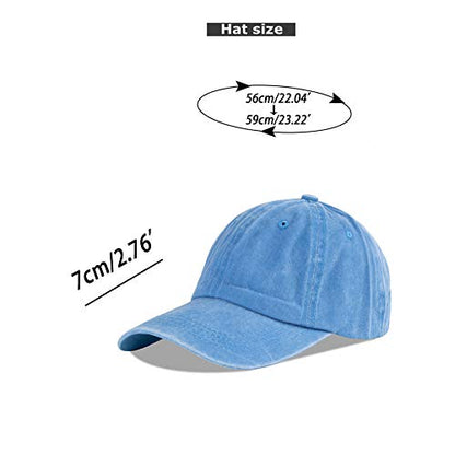 LANGZHEN Unisex Baseball Cap 100% Cotton Fits Men Women Washed Denim Adjustable Dad Hat - color: Washed-sky Blue