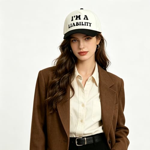 Funny Trucker Hats Embroidered Vintage Snapback Hat for Women Put It On My Husband's Tab Hats Gag Gifts Baseball Cap Red - color: I'm a Liability-black