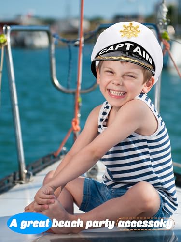 8 Pieces Captain Hats Adjustable White Sailors Navy Marine Admiral Caps for Yacht Theme Party Costume Accessory - color: Style 13