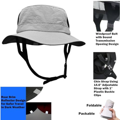 Mens Womens Surf Bucket Hat Waterproof UPF50+ Foldable Beach Sun Hats - color: Grey