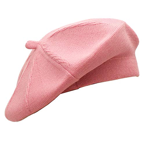 Wheebo Reversible Solid Color French Beret Hat for Women and Girls - color: Pink1