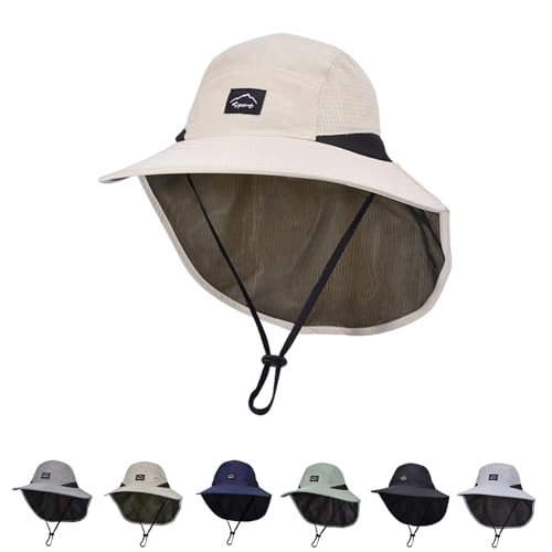 ZOORON Kids Sun Hat with Neck Flap UPF 50+ Beach Hats for Baby Boys Girls - color: Beige
