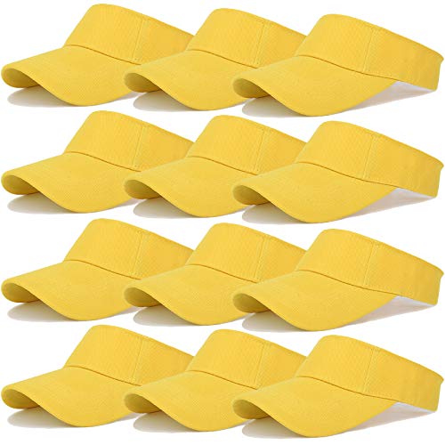Ultrafun 12 Pack Sun Visor Hats Women Men Outdoor Sports Beach - color: 12pack-yellow