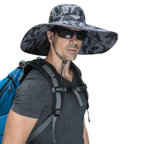 HUAMULAN Men Wide Brim Sun Hat Summer Outdoor Women Bucket Fishing Hats - color: A7ywmh3-micaishenhui