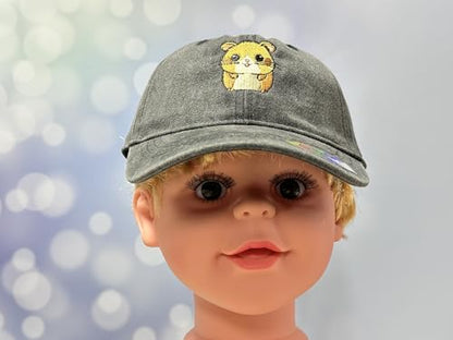 Adjustable Embroidery Animal Baseball Hat for Kid Toddler Child - color: Hamster (Washed Black)