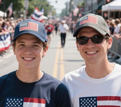 2-Pack USA Flag Hats for Men Baseball American Flag Hats for Men USA Cap USA Tactical Washed for Women - color: Grey+nany