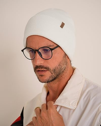 FURTALK Beanie for Men Women Cuffed Thick Knitted Winter Hat Skull Cap - color: White