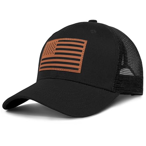 American Flag Trucker Hat - Snapback Hats for Men Women Baseball Cap - Breathable Mesh & Adjustable Fit for Casual Wear - color: Black