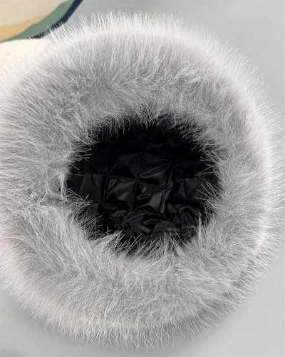 Women's Winter Faux Fur Cossack Russian Style Hat, Soft Stretch Warm Cap - color: White
