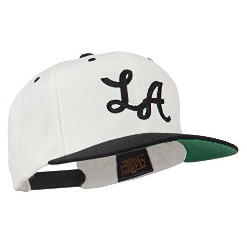 e4Hats.com LA Embroidered Snapback Cap - color: Natural Black