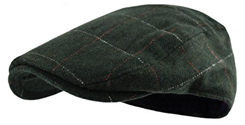 Wonderful Fashion Men's Classic Herringbone Tweed Wool Blend Newsboy Ivy Hat (Large/X-Large, Charcoal) - color: Green Plaid, size: Large-X-Large