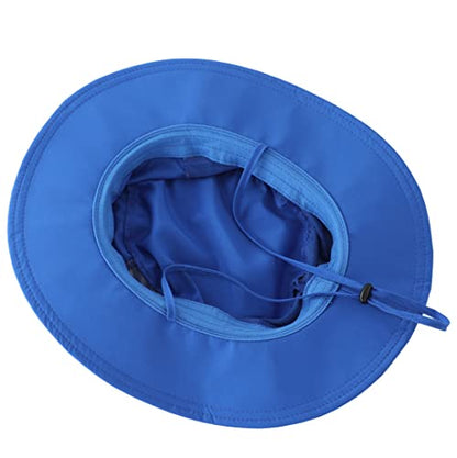 Connectyle Women's UPF 50+ Sun Hat UV Protection Wide Brim Bucket Hat Summer Beach Hats Fishing Hiking Outdoor Safari Hats - color: Royal Blue