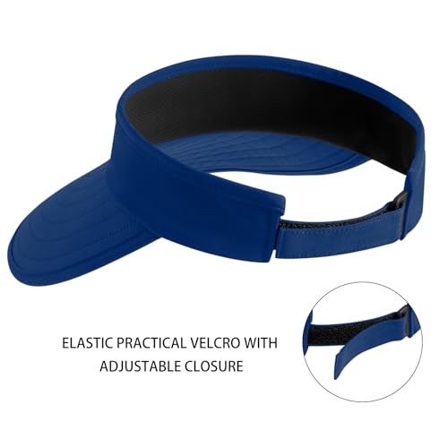 WANDER Sun Visor Hat Wide Brim Packable Large Beach Cap for Women - color: Royal Blue