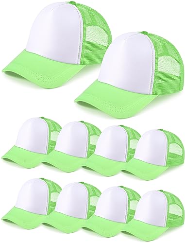 Tarpop 10 Pcs Sublimation Blank Trucker Hats Bulk - color: Light Green White