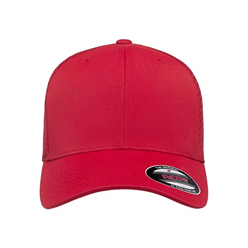 Flexfit 6533 Ultrafibre & Airmesh Lightweight Stretch-Fitted Cap - color: Red, size: Small-Medium