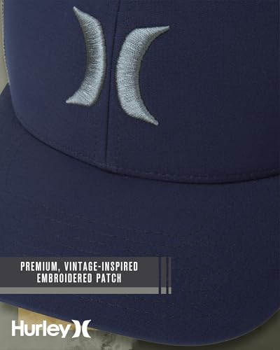 Hurley Mens Cap Del Mar Mesh Panel Trucker Hat with Snap Back - color: Navy