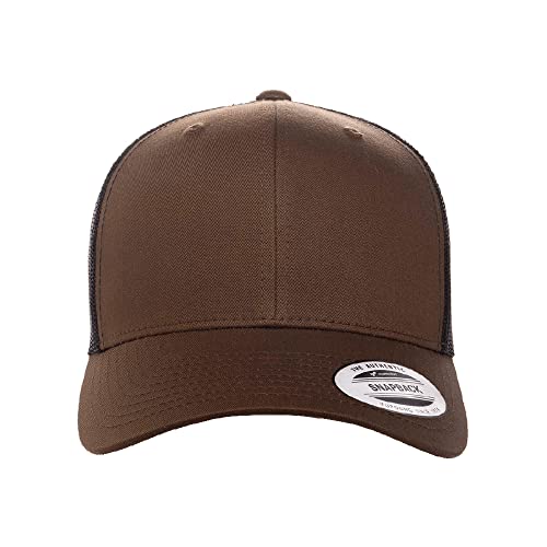 Yupoong Classic Mesh 6 Panel Retro Trucker Cap | Mid Profile Snapback - color: Coyote Brown/Black
